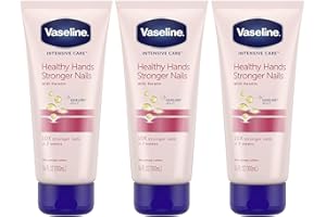 Vaseline Lotion, Healthy Hands Stronger Nails with Keratin 3-Pack – Intensive Care Hand Lotion with Petroleum Jelly, 3.4 Oz Ea