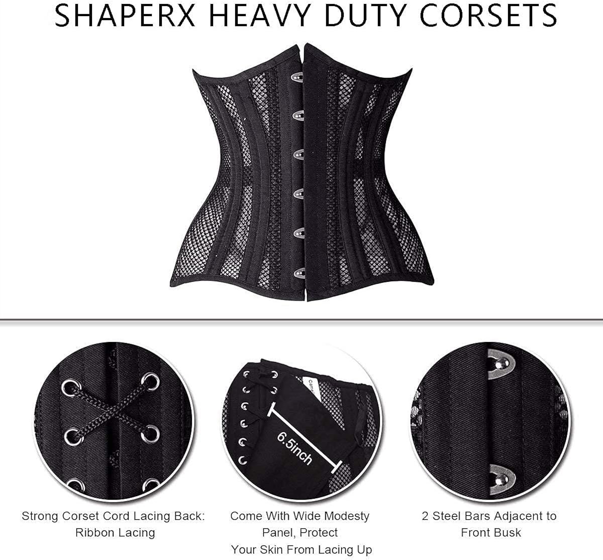SHAPERX Women 24 Double Steel-Boned Longline Heavy Duty Waist Training Corsets Shaper at  Women’s Clothing store
