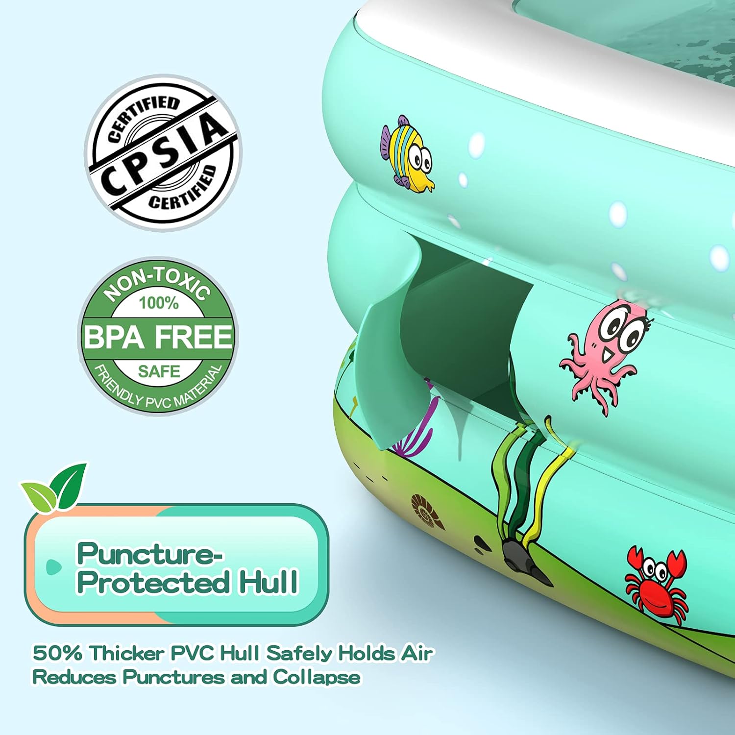 Inflatable Baby Swimming Pool, Portable Inflatable Kiddie Pool, Rectangular Kiddie Paddling Pool Indoor&Outdoor, Child/Children Little Pump Pool Swim Center for Garden, Backyard, Summer Water Party: Kitchen & Dining