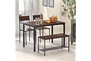 SogesPower Dining Room Table Set 43 Inch Kitchen Table Set with 2 Chairs and Bench, Dining Room Table Set for 4 Home, Kitchen, Dining Room, Restaurant