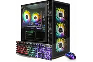 STGAubron Gaming PC Computer Desktop, Intel Core i7 up to 3.9G, Radeon RX 590 8G, 32GB RAM, 1TB SSD, 600M WiFi, BT 5.0, RGB Fan x 4, Windows 11 Home