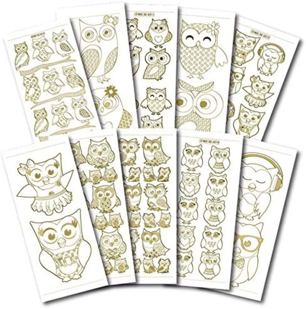 Creative Products CPD_3003 Craftstickers Owls, transparent/Gold Double Embossed, Stickers, 23 x 10 x 1 cm