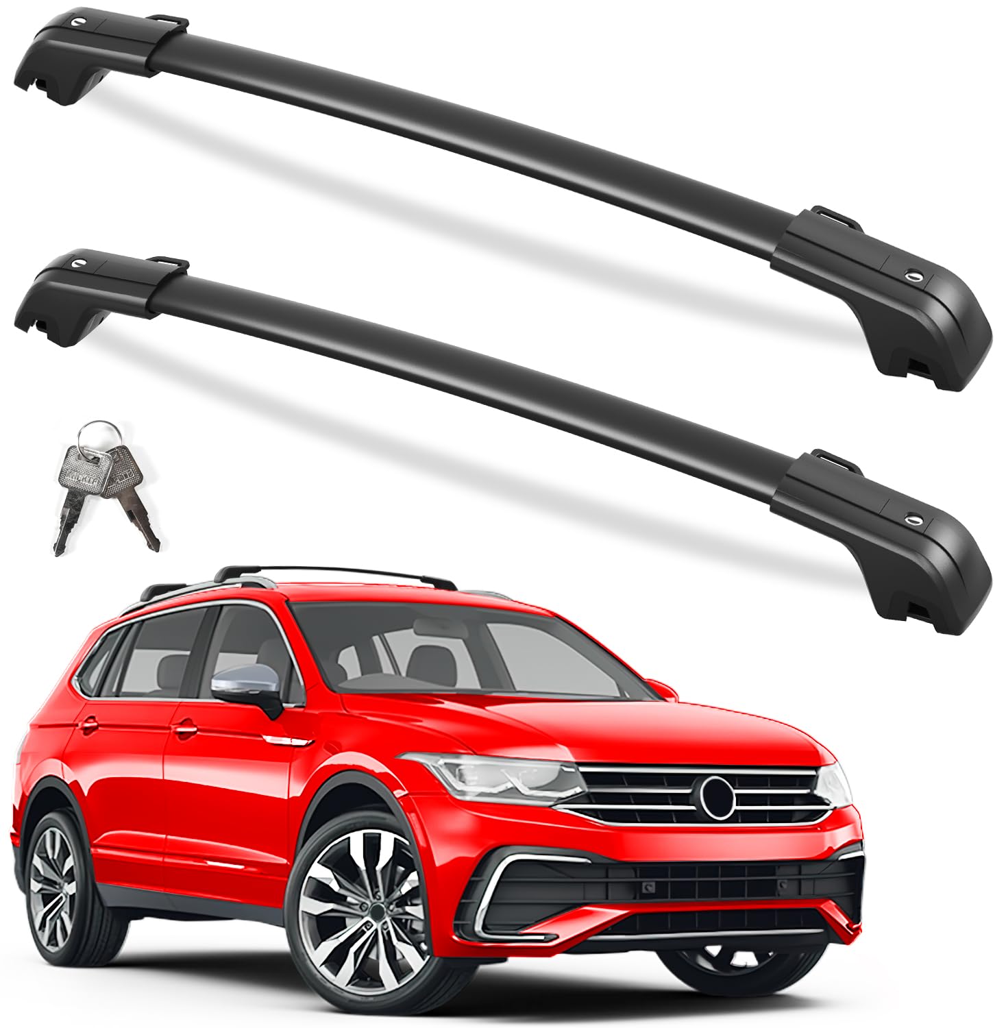 Photo 1 of KINGGERI Lockable 260lbs Roof Rack Cross Bars Compatible with Volkswagen VW Tiguan 2018-2024 (Not for Limited) and Taos 2022-2024, Aluminum Roof Rails Crossbars Rooftop Luggage Racks Carrier