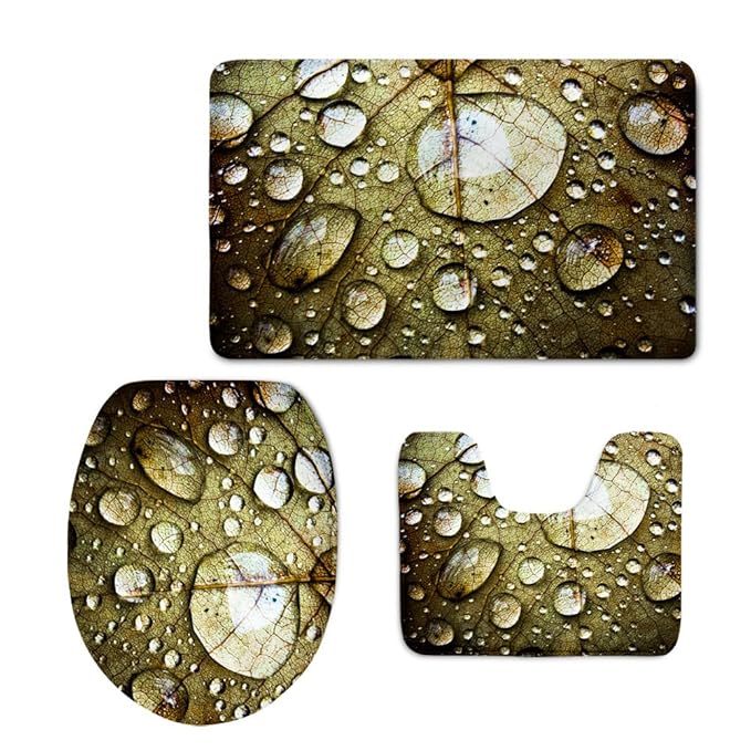 ThiKin Badteppich Sets 3 Stück Rustikal Floral Rutschfeste Soft