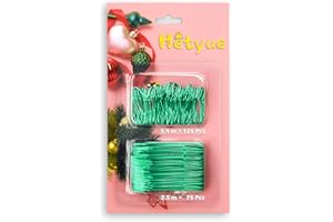 HETYUE Green Christmas Ornament Hooks for Tree - 200 Pack Ornaments Hangers with Metal - Great Xmas Ornament Hangers for Christmas Tree Decoration