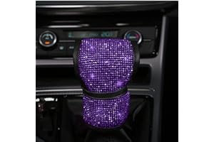 MLOVESIE Plush Auto Gear Shift Knob Cover with Crystal Glitter Bling Rhinestones for Girls,Lady Universal Fit (Bling) (Purple)