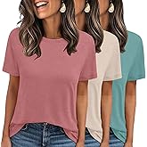 LOOKFACE 3 Pack Womens Basic T Shirts Summer Tops 2026 Short Sleeve Tees Comfy Casual Vacation Clothes