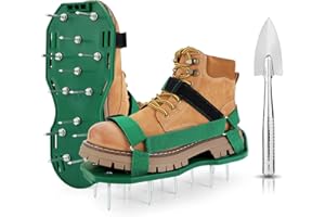 Ohuhu Lawn Aerator Shoes for Grass: Free-Installation Aeration Shoes with Stainless Steel Shovel, Heavy Duty Spike Aerating Sandals Lawn Tool for Yard Patio Garden