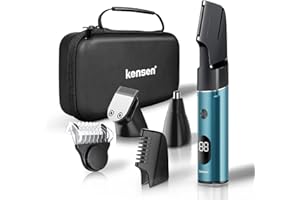 kensen Body Hair Trimmer for Men - Manscape 3-in-1 Beard Trimmer for Men, Men's Groin & Pubic Hair Trimmer IPX6 Waterproof Wet/Dry Electric Razor for Mens Cordless Hair Clippers for Mens Shaver -Green