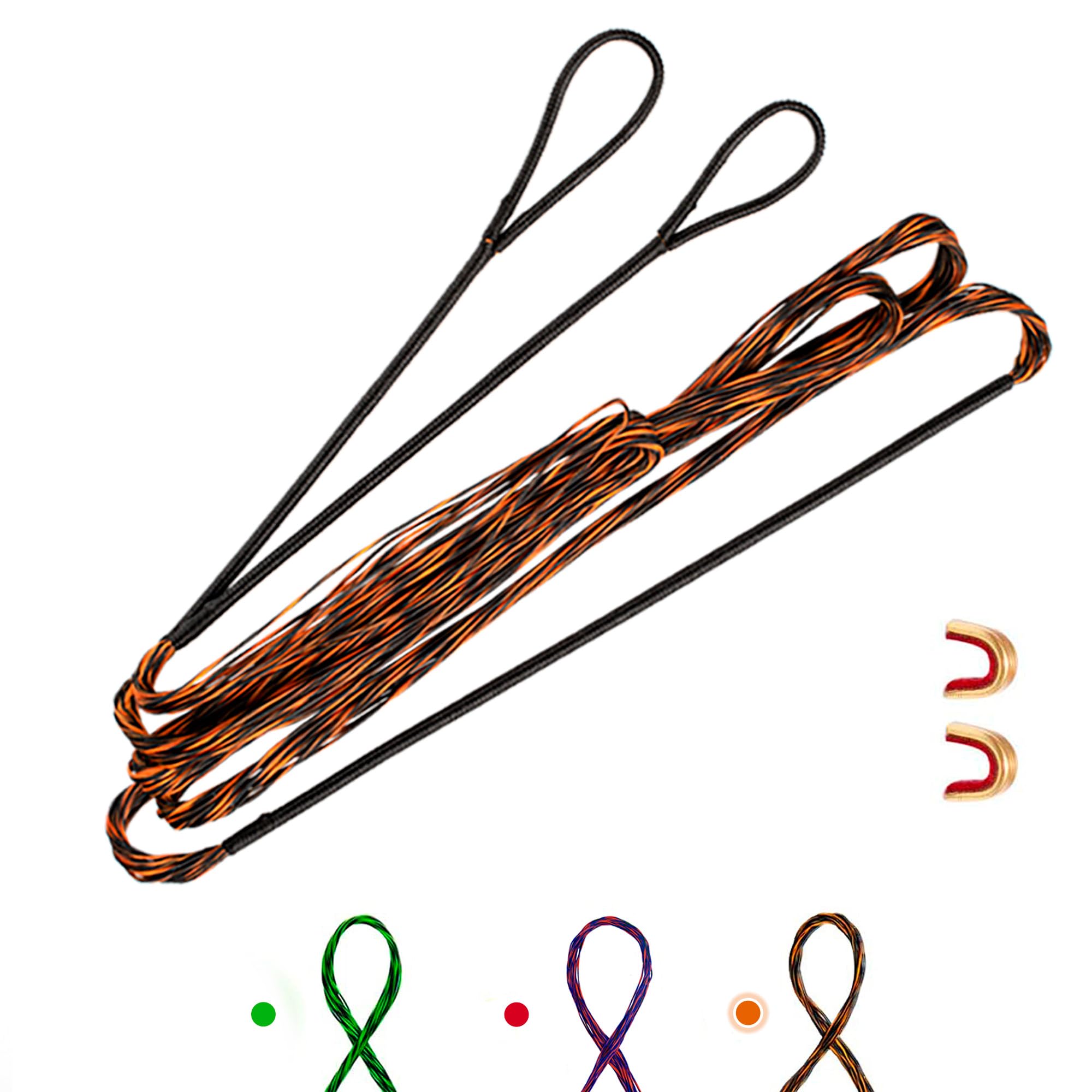 Photo 1 of Deerseeker Archery Bowstring Set with 2 Nocking Points Dacron Recurve Bow String Replacement 12, 14, 16 Strands for Traditional Longbow Bow Shooting 48-70 inches?Brown, 1pcs ?