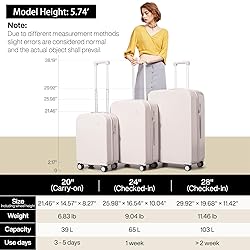 mixi Luggage Suitcase with Spinner Wheels, Hardside