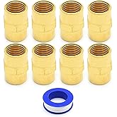 UOIENRT 8PCS 1/4 NPT Internal Thread, 1/4 NPT Internal Thread Solid Brass Threaded Pipe Fittings, Heavy-Duty Hex Straight Cou