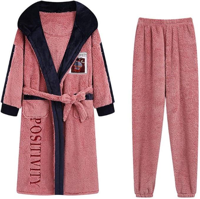 Soft Warm Fluffy Bathrobe,Women Dressing Gown Bathrobe,Plush Thick