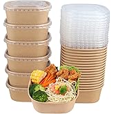 JAYEEY 25 oz Disposable Kraft paper bowls with lids, Food containers Soup Bowls Party Supplies Treat Bowls 50 Pack