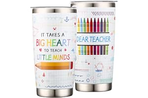 FCAYLO Teacher Appreciation Gifts-Teacher Gifts for Women Men -Teacher Tumbler Gifts - End Of Year Teacher Gifts - Teacher Gifts From Student-Big Heart To Shape Little Minds - 20oz Teacher Tumbler Cup