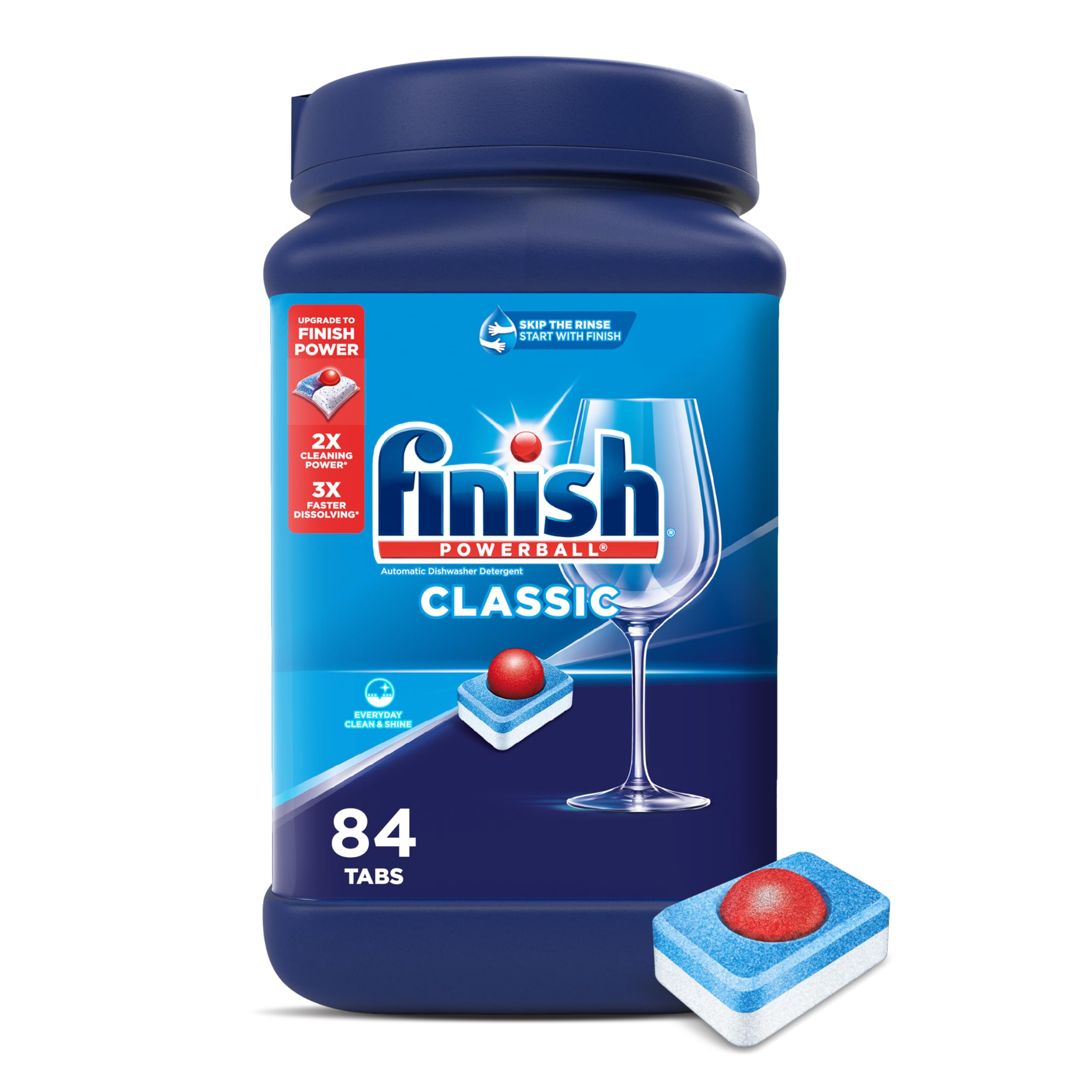 Photo 1 of Finish Classic Dishwasher Pods, No Pre-Rinse Dishwasher Detergent Soap For Clean & Shine everyday with grease fighting Power, 84 count