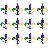 CRUOXIBB Colorful Fleur De Lis Patch Mardi Gras Iron On Embroidered Patches Transfer Applique Iron-on Patch for Clothing Machine Embroidery DIY 12PCS (Colorful)