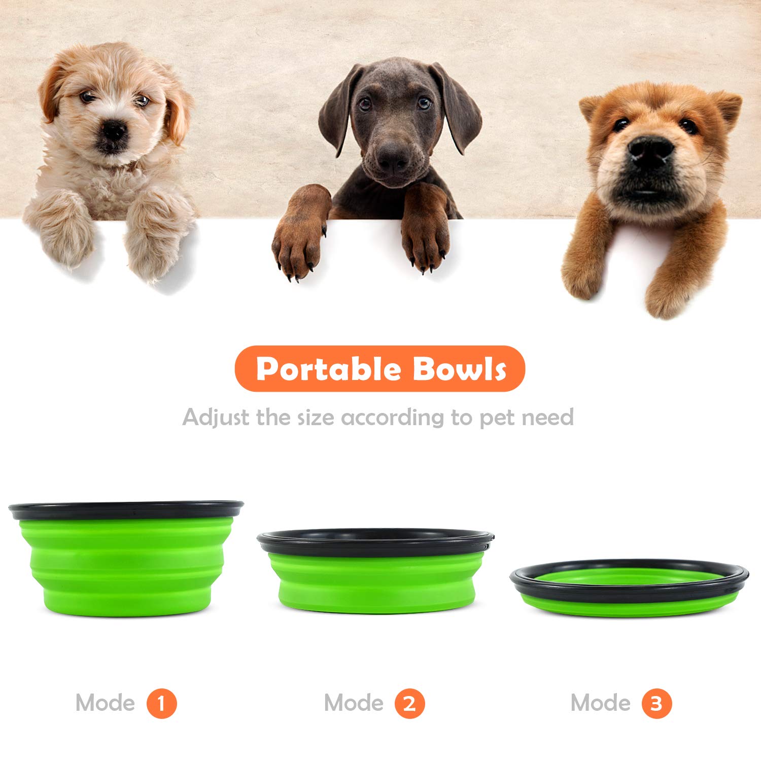 ZukoCert Dog Water Bottle Pet Food Container 2-in-1 with Collapsible Travel Dog Bowls Slow Feeder Outdoor Drinking Cup Portable Dog Feeder(White_No.2)