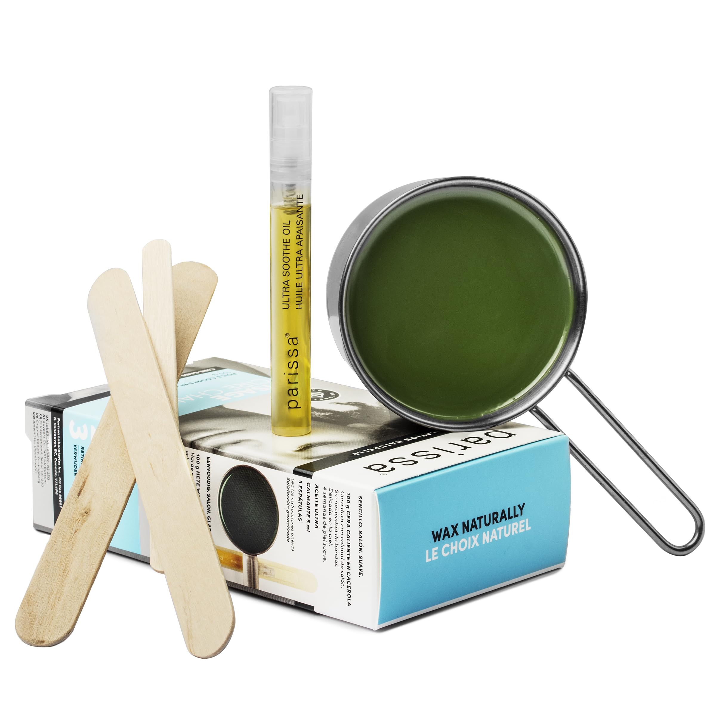 Parissa Face & Lip Hard Wax Kit | No-Strip Hot Wax for Coarse Facial Hair, Natural | At-Home Hair Removal for Sensitive Skin, Chin, Upper Lip & Face with Post-Wax Ultra Soothe Oil | 100g (3.5 Oz)