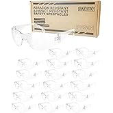PACIFIC Clear Safety Glasses Bulk of 18, Scratch Resistant Wrap Around Eyewear, Polycarbonate Impact Resistant Lens, Meets AN