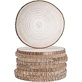 wohohoho 10 Pcs 9-10 Inch Large Natural Wood Slices for Centerpieces, Unfinished Wood Circles with Bark for DIY Craft, Wooden Rounds for Tables Cake Stand Tray Painting Wedding Christmas Decorations