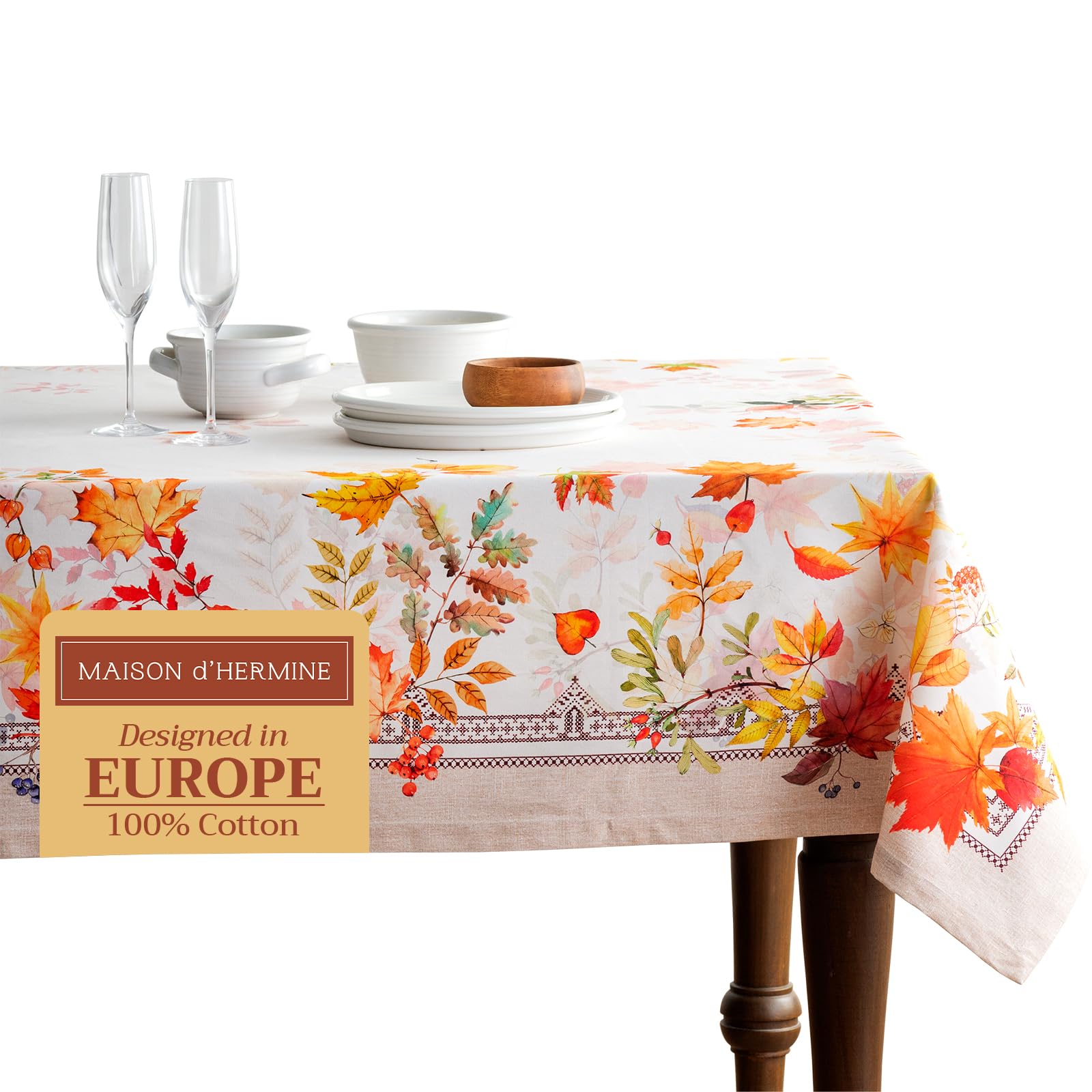 Maison d' Hermine Table Cloth Rectangle Table 100% Cotton 180 cm x 140 cm Tablecloth Reusable Everyday Use for Christmas Decorations Dining Farmhouse Home Party Festive (Amarante)