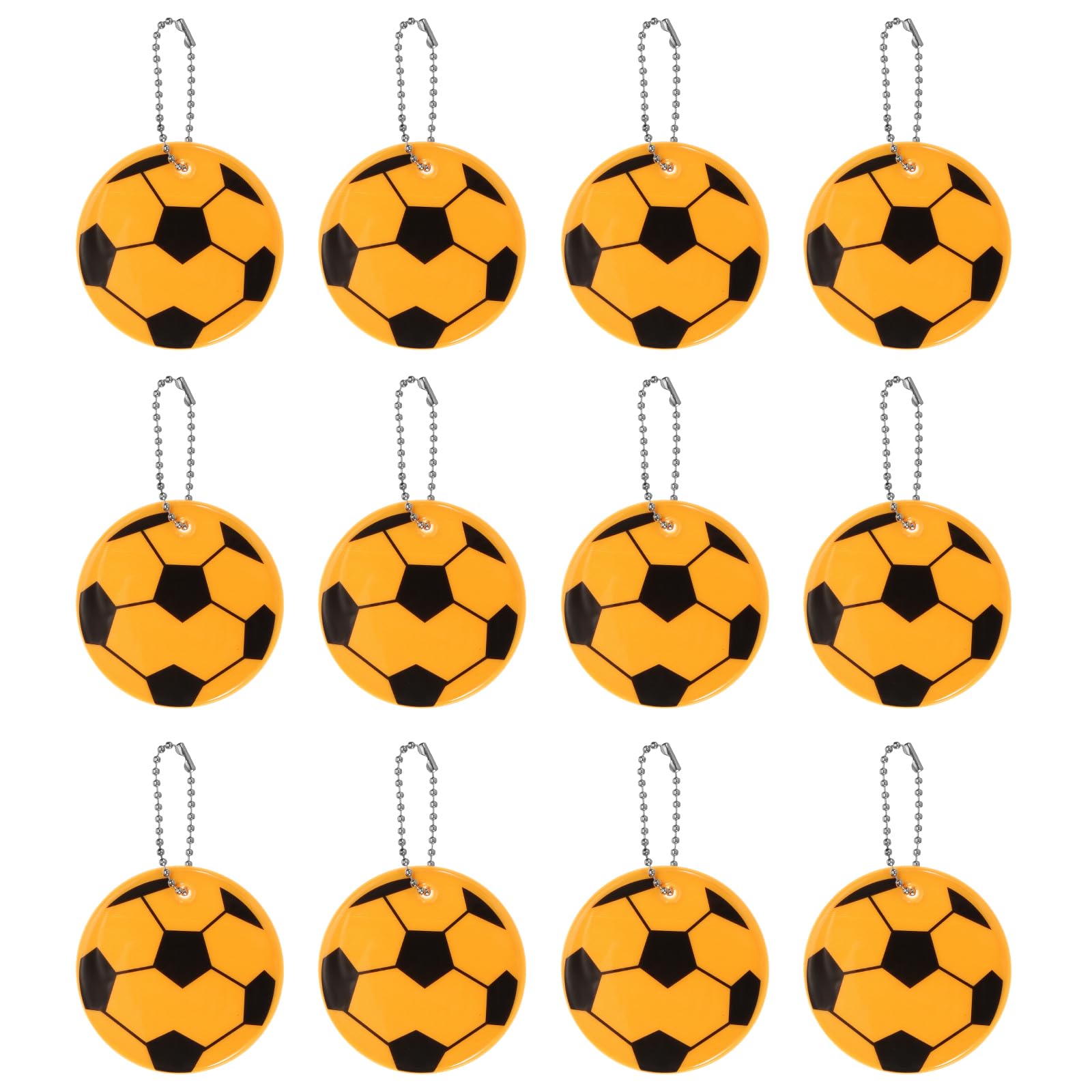 PATIKIL Reflective Keychain Tags, 12 Pack Reflective Football Pendant PVC High Visibility Reflector Tags Waterproof Safety Reflector for Backpack Handbag, Gold
