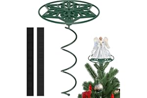 RGJ Christmas Tree Topper Holder, Universal Twist On Tree Topper Stabilizer, Christmas Tree Topper Support Stand with Metal Green Support Rod for Stabilizing Tree top Ornaments Fits Most Basic Types