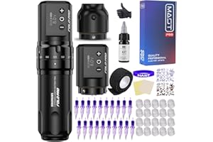 Mast Tattoo Wireless Tattoo Kit Fold Pro Tattoo Pen Machine Gun with 2 Batteries Complete Tattoo Kit Needles Cartridges MY032