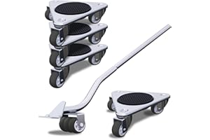 Furniture Mover by ONEON - 6 7/8" Steel Tri-Dolly, 3 Wheels Furniture Dolly for Moving, 720 LB Max Load Capacity (4 Pack Dolly + 1 Pack Lifter)