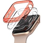 Ringke Slim for Apple Watch Series 6, 5, 4 (40mm), SE 3, 2, 1 (40mm) Case, Solid Lightweight Slim Cover for Women, Men - Clear & Coral