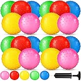 Vinsot 36 Pieces Knobby Balls 8.46 Inch Soft Bouncy Balls Tactile Sensory with Air Pump Set Assorted Color Spiky Massage Stress Fidget Toys and Party Favors