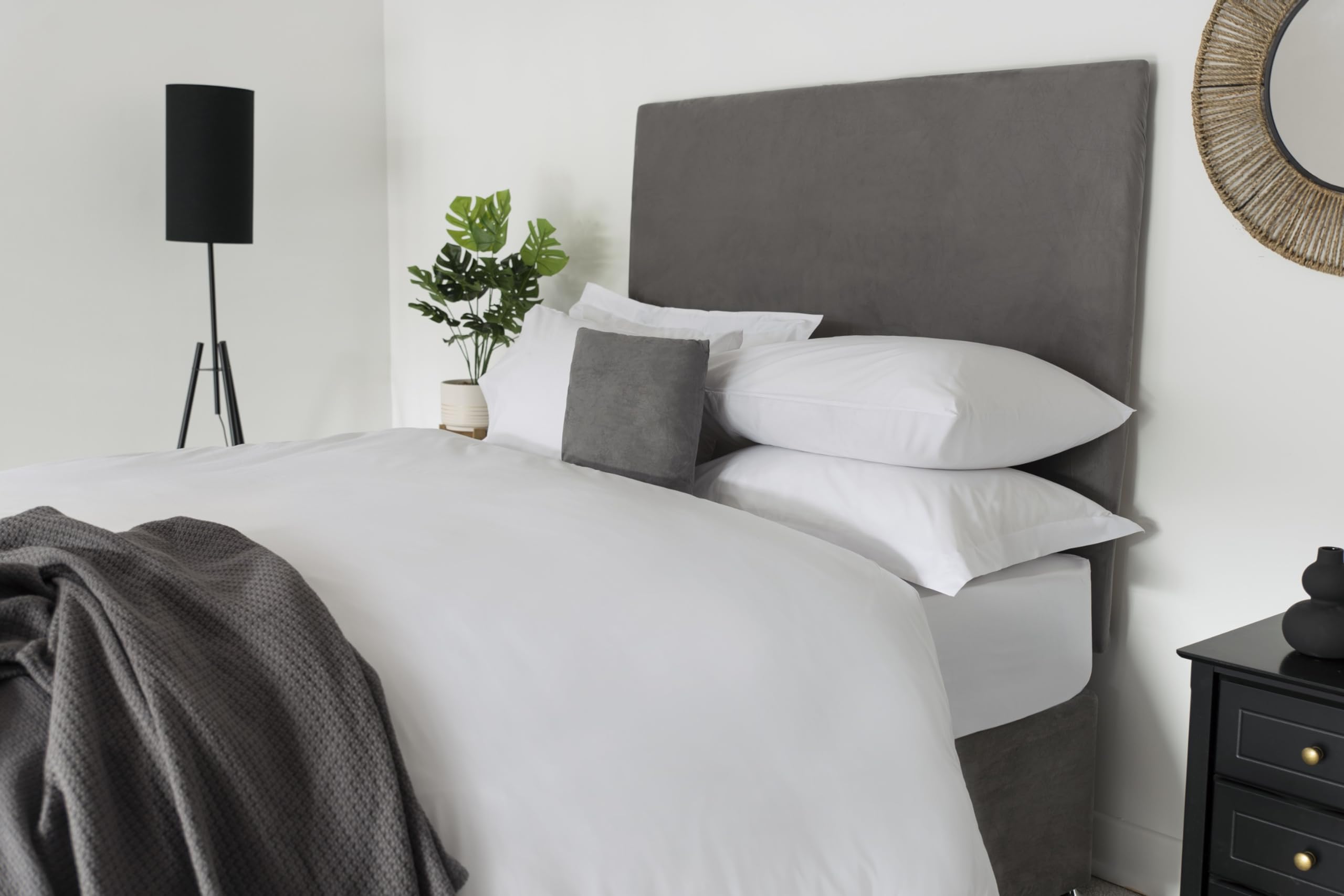 Belledorm Headboard Wrap - Transforms a drab looking Headboard - Luxury Faux Suede - 70cm Height (Charcoal, Single)