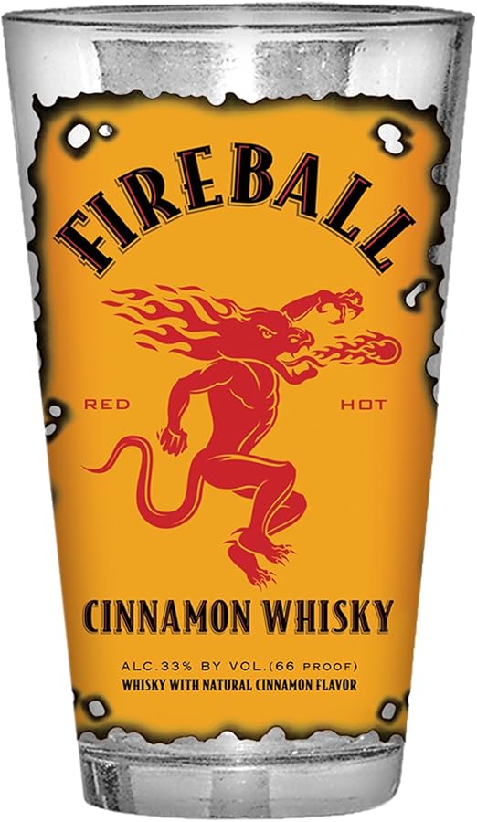 Amazon Com Silver Buffalo Fbw10366 Fireball Whiskey Label Pint Amazon Com Silver Buffalo Fbw10366 Fireball Whiskey Label Pint
