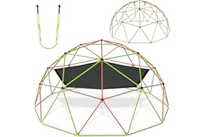 BODIOO Jungle Gym 10FT X 10FT Climbing Dome with Swing & Hammock Outdoor Playset Support Up to 1000LBS Anti-Rust, Easy Assembly for Boys and Girls