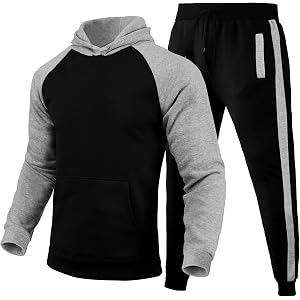 Vividcrate Men's Track Suit 2 Piece Set Raglan Sleeve Block Pullover Sweatsuit,Fall Winter Loungewear Set for Men