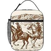 GVGOAGL Western Desert Cowboy Vintage Insulated Lunch Bag Reusable Cooler Lunch Box Portable Leakproof Thermal Container Tote Bags for Girls Boys School Travel