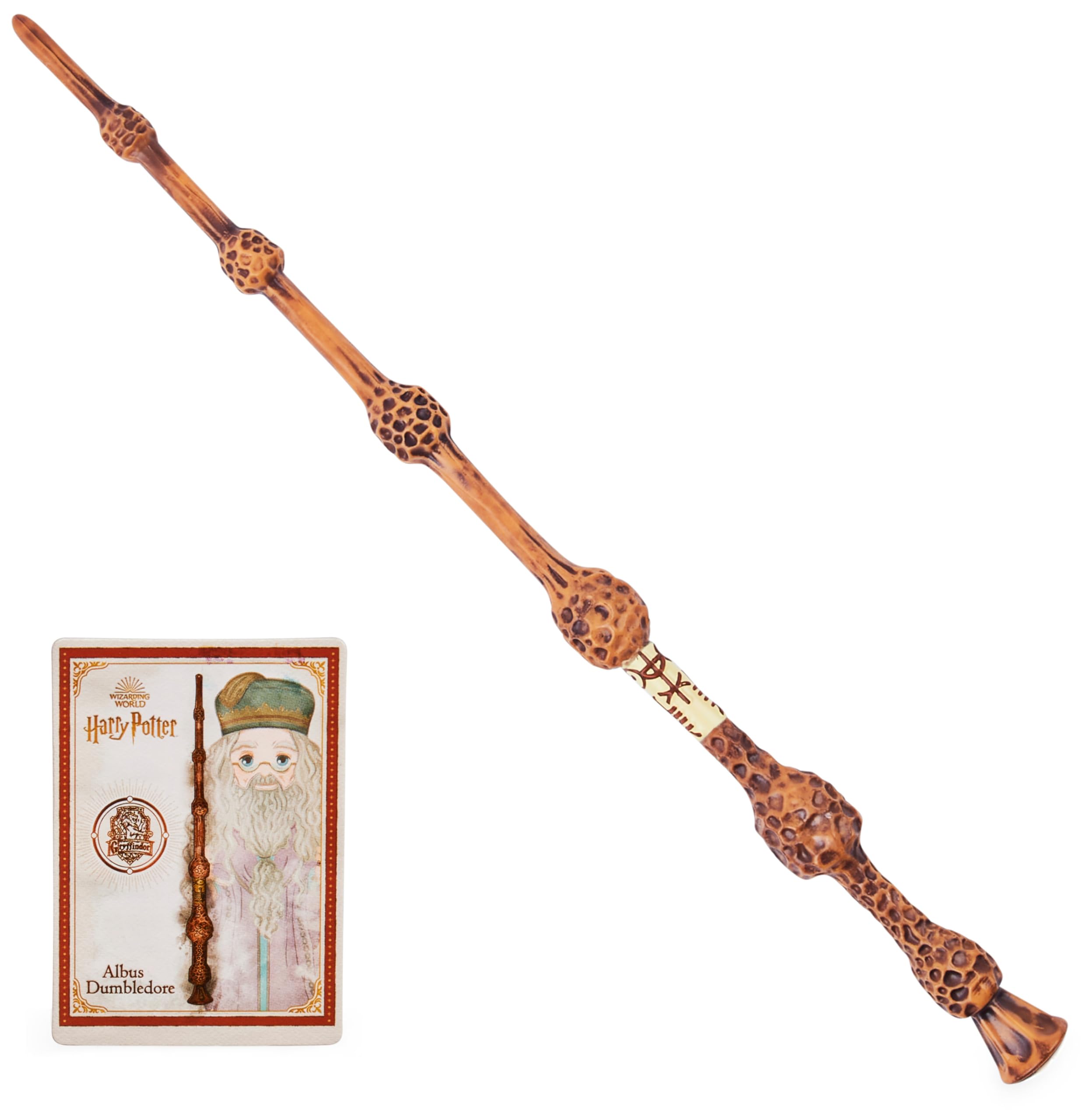 Official Wizarding World, Authentic 12-inch Spellbinding Albus Dumbledore Wand with Collectible Spell Card Kids’ Harry Potter Fancy Dress Role Play Toys for Ages 6 and up