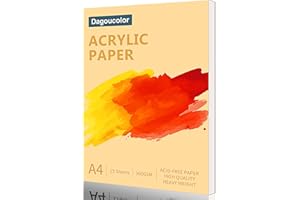 DagouColor Acrylic Paper for Painting, A4 Drawing Pad for Acrylic Paint, 360gsm & Acid Free, 15 Sheets White Paper, Art Work 