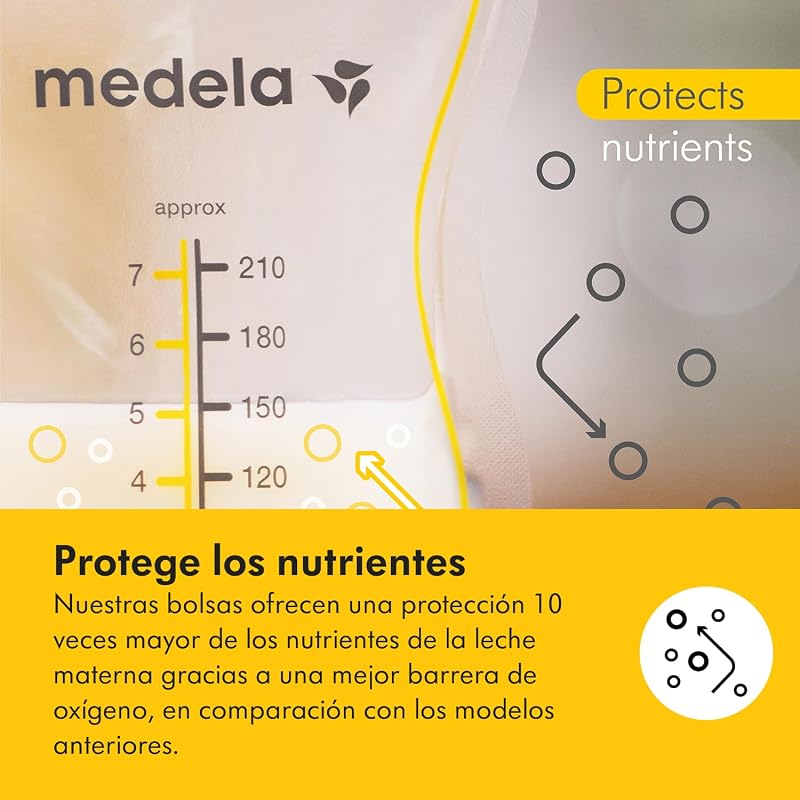 bolsas de almacenamiento de leche materna Easy Pour, bolsas desechables de 210 ml, a prueba de fugas, protegen los nutrientes de la leche, sin BPA, paquete de 100, Exclusivo en Amazon