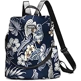Fmeida Waterproof Backpack Purse for Women Anti Theft Fashion Daypack Nylon Travel Bag Crossbody Shoulder Bag - Hawaii Flower 13"x5.9"x13.9"