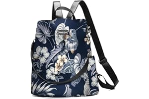FMEIDA Waterproof Backpack Purse for Women Anti Theft Fashion Daypack Nylon Travel Bag Crossbody Shoulder Bag - Hawaii Flower 13"x5.9"x13.9"