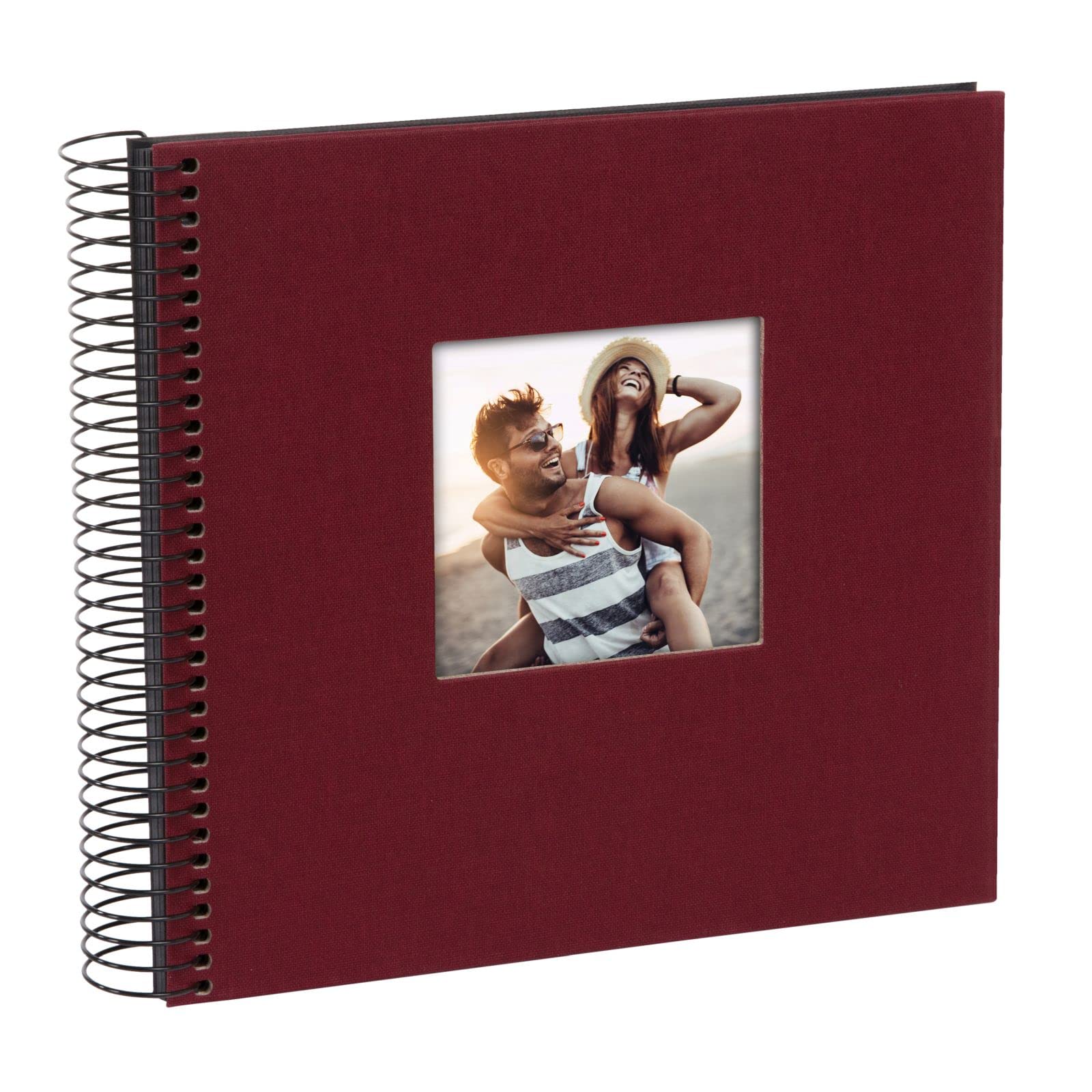 goldbuch Bella Vista 12 764 Spiral Album, Linen Memory Album with Cut-Out Cover Photo Album with 40 Black Pages, Photo Book for Gluing, Photo Album Approx. 20 x 20 x 2.7 cm, Bordeaux