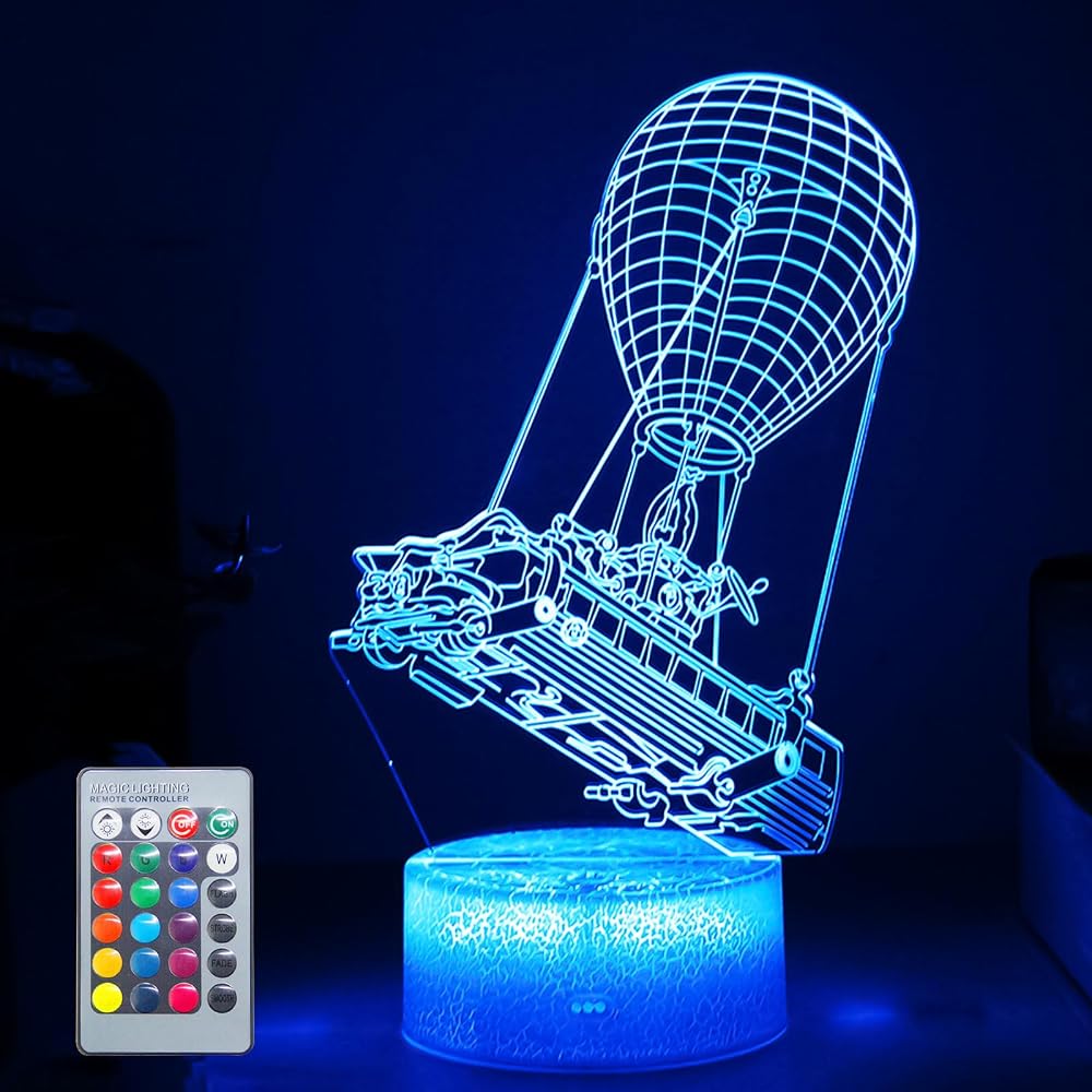 Hoofun 3D Night Light Batttlebus Hot Air Balloon with 16 Colors Remote