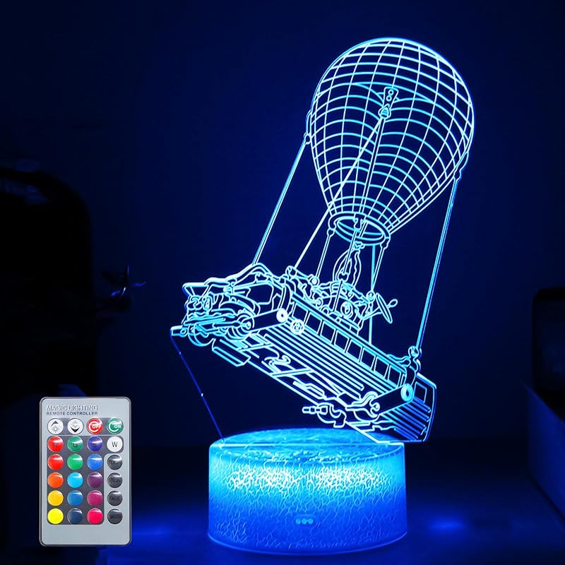 Hoofun 3D Night Light Batttlebus Hot Air Balloon with 16 Colors Remote