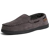Dearfoams mens Keaton Memory Foam Indoor Outdoor Moccasin With Wide Widths Slipper