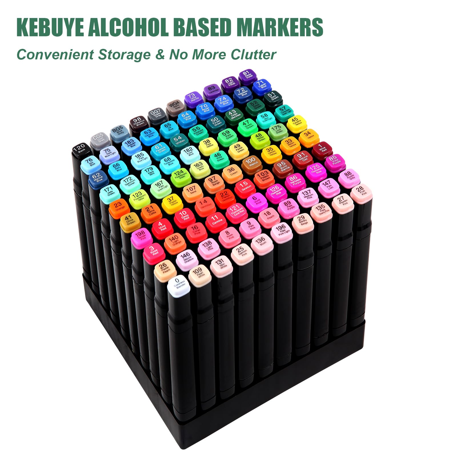 Kebuye 100 Colors Alcohol Markers Set, Dual Tips Blender Art Markers for Drawing Sketching Coloring Artist Pens and Underlining, Professional Permanent Sketch Marker for Kids Adult Coloring