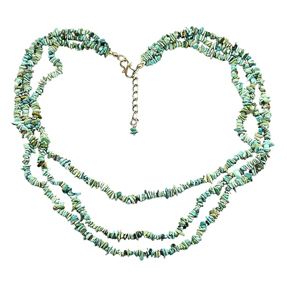 Silvestoo Jaipur Turquoise 925 Silver Plated Chips Necklace Jewelry PG-131501