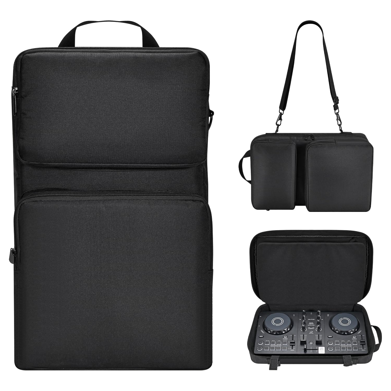 Photo 1 of CBDYWVR DJ Controller Case for DDJ-FLX2, Carrying Storage Bag Compatible with DDJ-200/DDJ-WeGO4/Inpulse 200/Inpulse 200 MK2, Adjustable Shoulder Strap for DJ Cable or Other Accessories (Black)