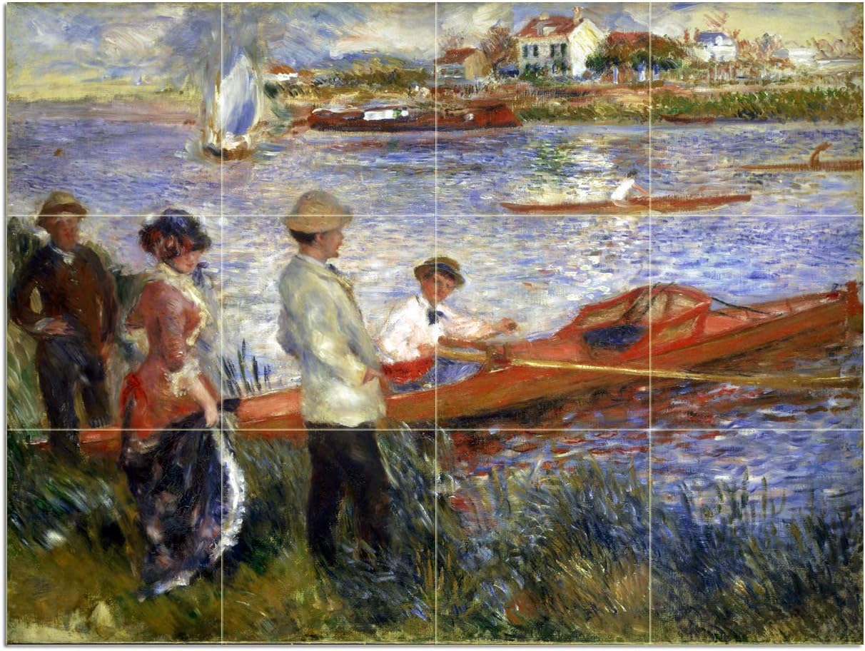 River Boat People Claude Monet Tile Mural Kitchen Wall Backsplash Marble Ceramic - Picture 13 of 19